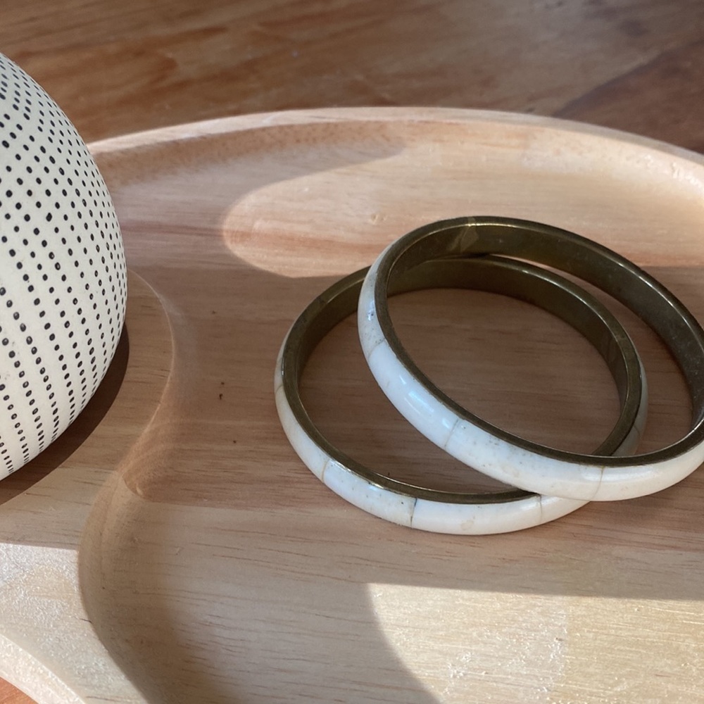 Natural White Shell Inlay Bracelets x 2 - Picture 3 of 7
